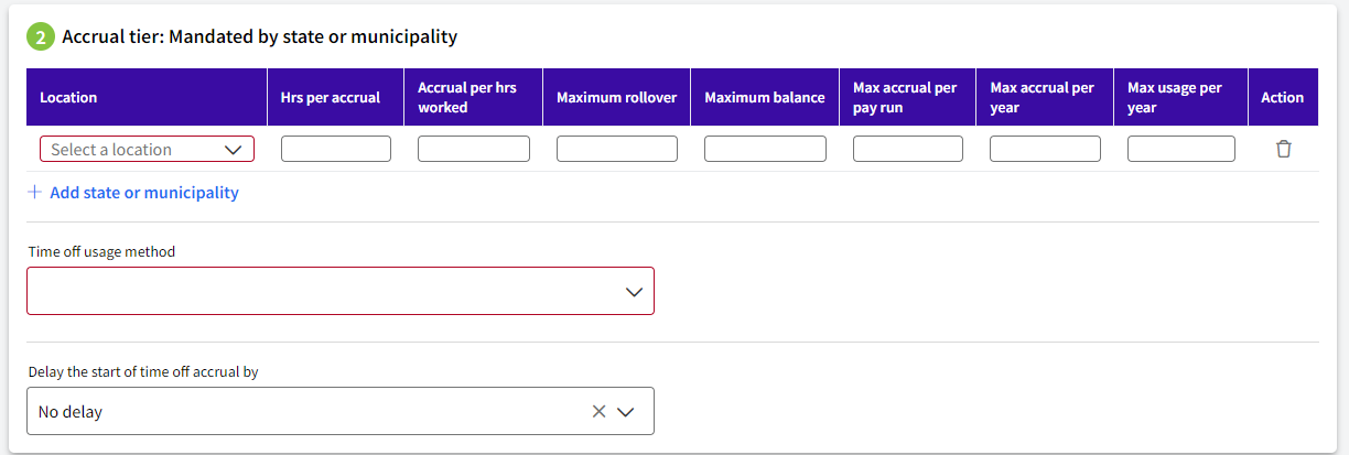 A screenshot showing the second step of a Time Off code setup.